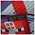 Hermès Carré Géant "SANGLES EN ZIGZAG" Kaschmir x Seidentuch in Blau x Rot - Ansicht 7