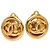 Brincos de pressão redondos Chanel Coco Mark