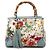 Bolso Gucci White Small Canvas Flora Bamboo Shopper Satchel