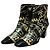 Botines Chanel para mujer de piel negra con estampado dorado