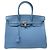 Hermès BORSA A MANO HERMES BIRKIN 35 NUOVA PELLE TAURILLON CLEMENCE BLU & TWILLY
