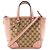 GUCCI - Borsa a tracolla Bree Gucci in tela monogrammata marrone e pelle grana rosa