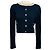 Autre Marque Sablyn Helena Cropped Cardigan Midnight Navy Blue con cuello contrastado