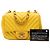 Borsa a tracolla Chanel Mini Square Classic Chevron in pelle d'agnello gialla con patta singola - vista 8
