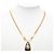 Collana con pendente Chanel CC logo a goccia placcato oro - vista 6