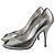 Casadei Silver Crocodile-Effect Leather Open-Toe Pumps
