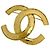 Broche Chanel plaquée or avec logo Coco