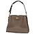 Bolsa de Ombro Coach Logo em Couro Greige