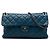 Chanel Blue Large Quilted Shiny Goatskin Burgundy Rocks Flap