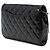 Clutch de aba Chanel Brown CC acolchoada em verniz estriado com corrente - vista 2
