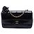 Chanel Mini CC Chocolate Bar in pelle di agnello nera con camelia e patta