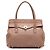 Valentino Brown Leather Rockstud Double Handle Flap Tote