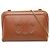 Céline Celine Cuir Triomphe Clutch mit Kette aus glattem braunem Kalbsleder