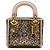 Mini Lady Dior in vitello con perline e ricami, marrone Dior
