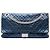 Chanel Blue Metallic Quilted Aged Calfskin Reissue 2.55 Double Flap 228