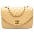 Chanel Beige CC Quilted Lambskin Round Flap