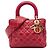Dior Red Medium Lambskin Cannage Studded Supple Lady Dior