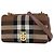 Borsa a tracolla Burberry Small Laura Chain in tessuto con motivo TB Check marrone