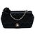 Borsa a tracolla Chanel Mini CC in raso matelassé nero con Camelia
