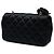 Borsa a tracolla Chanel Mini CC in raso matelassé nero con Camelia - vista 2