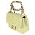 Bolsa Mini Square Flap Chanel em pele de cordeiro acolchoada verde claro com logo e alça de corrente - vista 3