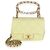 Bolsa Mini Square Flap Chanel em pele de cordeiro acolchoada verde claro com logo e alça de corrente - vista 8