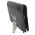 Clutch a patta Chanel in lambskin nero con simbolo della pace in strass - vista 3