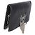 Clutch a patta Chanel in lambskin nero con simbolo della pace in strass - vista 4