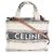 Céline Mini Cabas Thais Celine de jacquard a rayas negro y beige