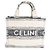Céline Mini Cabas Thais Celine de jacquard a rayas negro y beige - vista 2