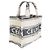 Céline Mini Cabas Thais Celine de jacquard a rayas negro y beige - vista 4