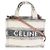 Céline Mini Cabas Thais Celine de jacquard a rayas negro y beige - vista 8