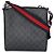 Borsa a tracolla piccola e piatta Gucci in tela GG Supreme nera e grigia con banda Web - vista 2