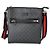 Borsa a tracolla piatta Gucci in tela GG Supreme nera con fascia Web