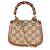 Borsa Gucci Camel GG Supreme Canvas Crystal Mini Bamboo 1947 Top Handle - vista 2