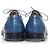 Santoni, Scarpe derby stringate in pelle di alligatore blu - vista 3