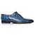 Santoni, Scarpe derby stringate in pelle di alligatore blu - vista 4