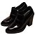 Chanel Mocassini con tacco in pelle nera con catena