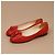 Chanel Ballerine in pelle rossa con Camelia - vista 3