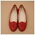 Chanel Ballerine in pelle rossa con Camelia - vista 9