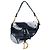 Borsa Saddle Dior in tela blu ricamata tie dye