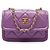 Chanel Mini Quilted Shiny Lambskin Button On Top Flap Viola