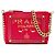 Borsa a tracolla Prada in Tessuto con rifiniture in Saffiano rosso e logo a catena