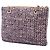 Doppio astuccio Chanel in tweed e pelle d'agnello matelassé marrone con catena - vista 2