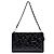 Pochette Chanel in vernice matelassé nera con simboli portafortuna embossed