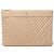 Chanel Beige Large Chevron Caviar O Case Clutch