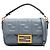 Borsa Satchel Baguette Fendi in pelle goffrata Mini Zucca Grigia