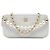 Clutch Chanel White CC Quilted Goatskin Chic Pearls Double Zip con Catena