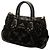 Borsa tote convertibile Prada in velluto burnout nero e tela Canapa con logo - vista 2