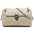 Prada Crossbody-Tasche mit Klappe und Kette aus braunem gestepptem Tessuto